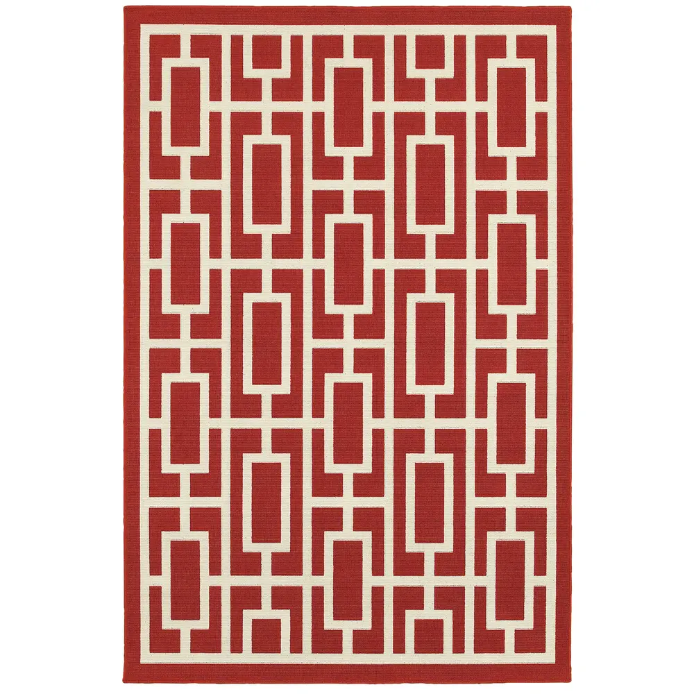Meridian 9754R Red/ Ivory Indoor/Outdoor Area Rug - 7'10
