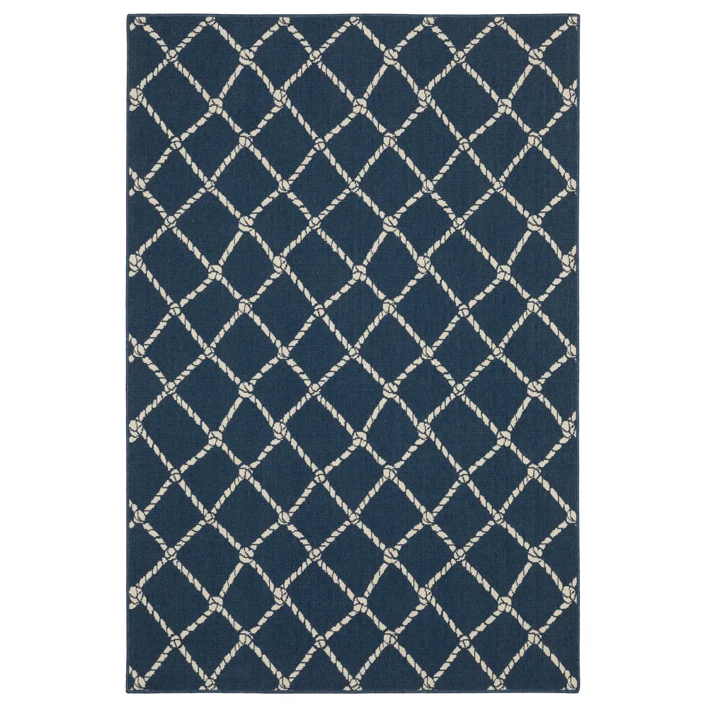 Meridian 4295B Navy/ Ivory Indoor/Outdoor Area Rug - 6'7