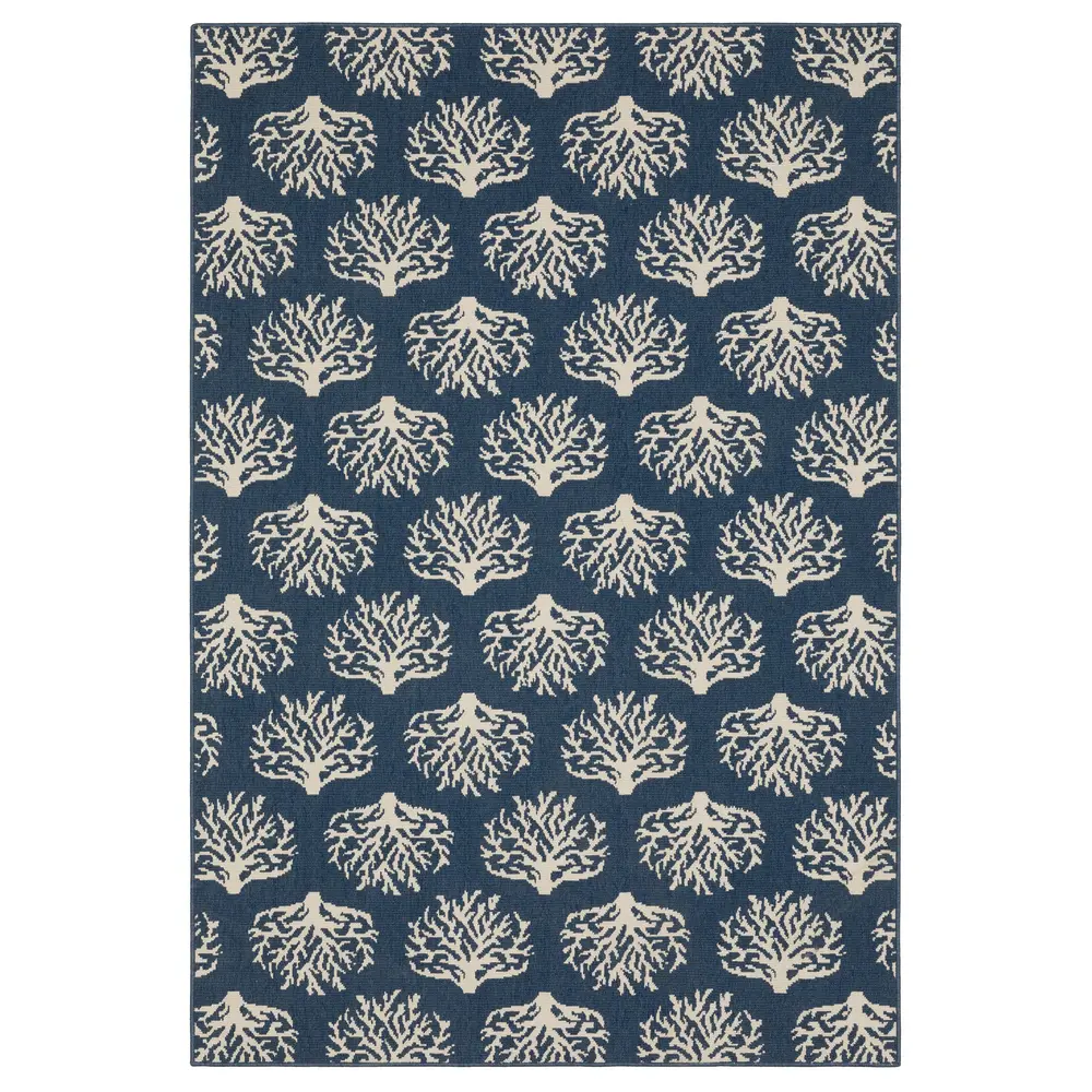 Meridian 7420A Navy/ Ivory Indoor/Outdoor Area Rug - 2'3