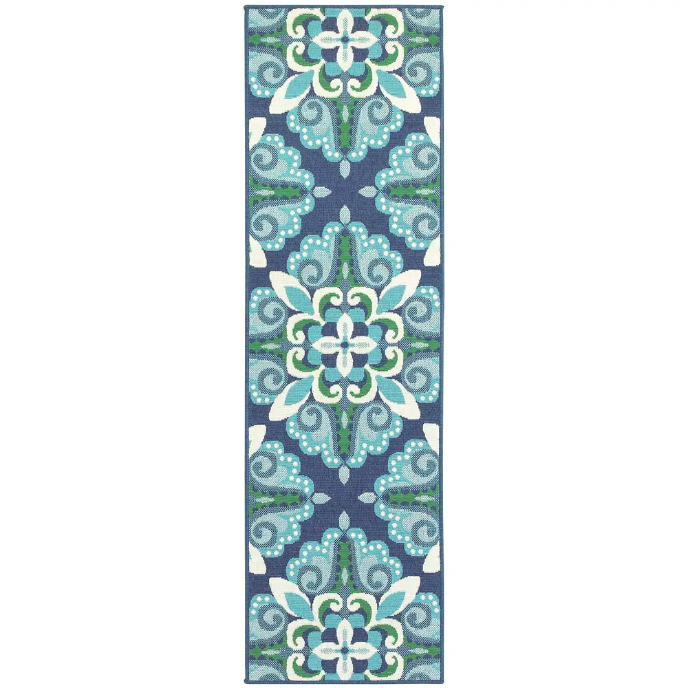 Meridian 2206B Blue/ Green Indoor/Outdoor Area Rug - 2'3