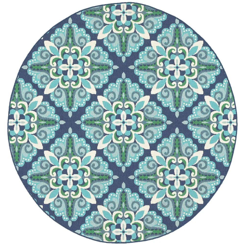Meridian 2206B Blue/ Green Indoor/Outdoor Area Rug - 7'10