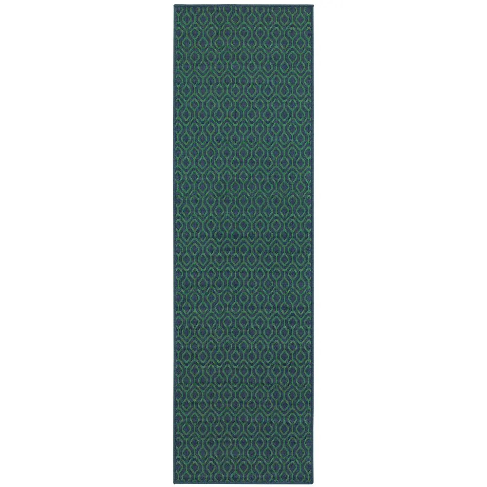 Meridian 1634Q Navy/ Green Indoor/Outdoor Area Rug - 2'3