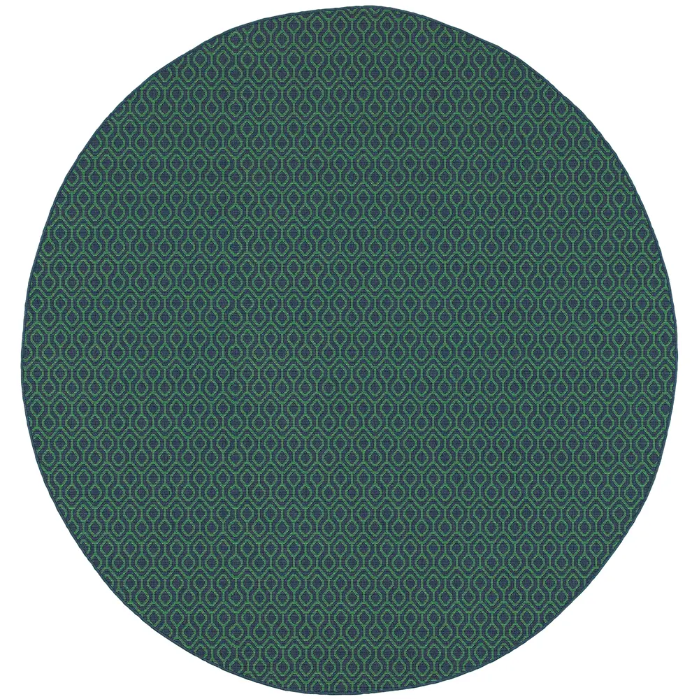 Meridian 1634Q Navy/ Green Indoor/Outdoor Area Rug - 7'10
