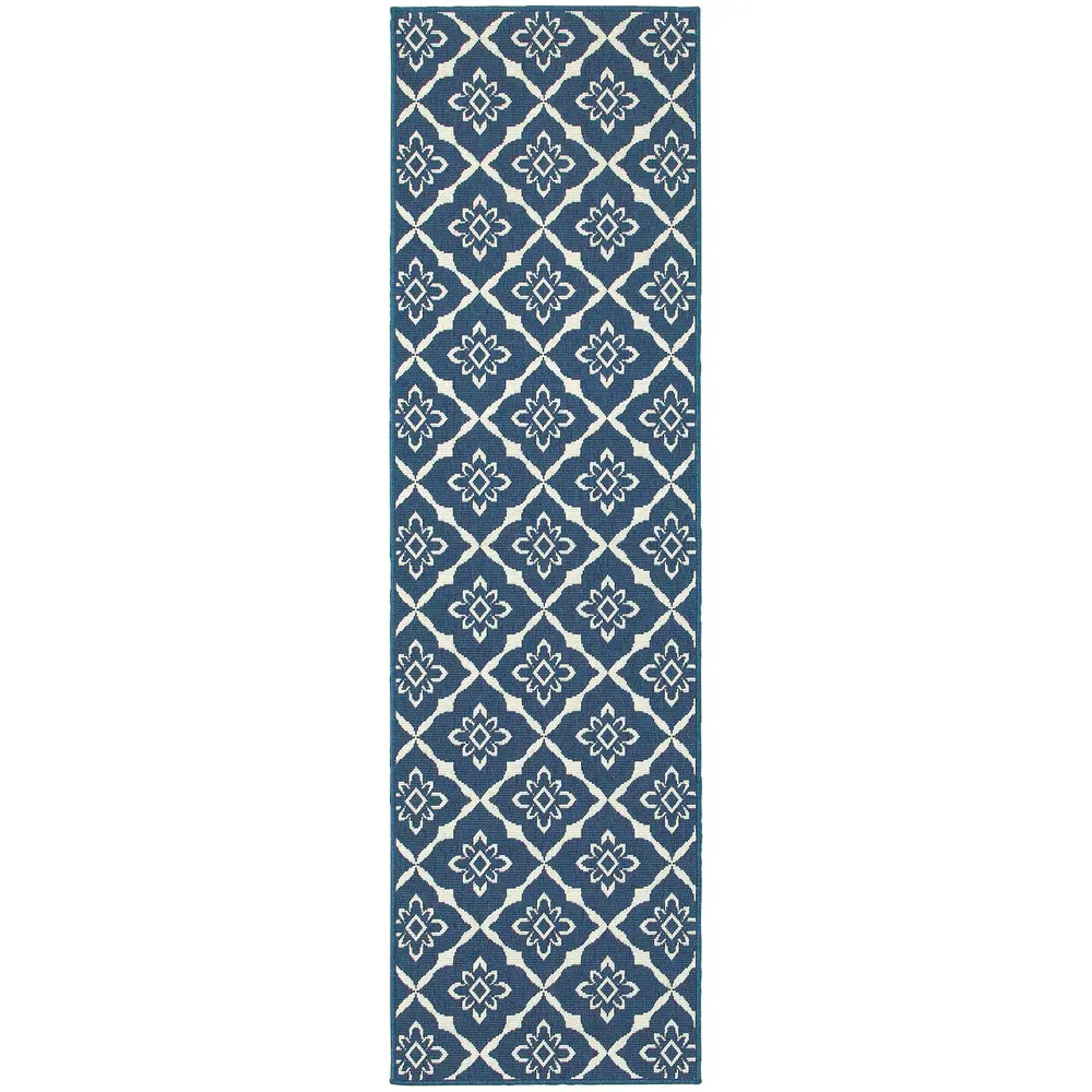 Meridian 5703B Navy/ Ivory Indoor/Outdoor Area Rug - 2'3