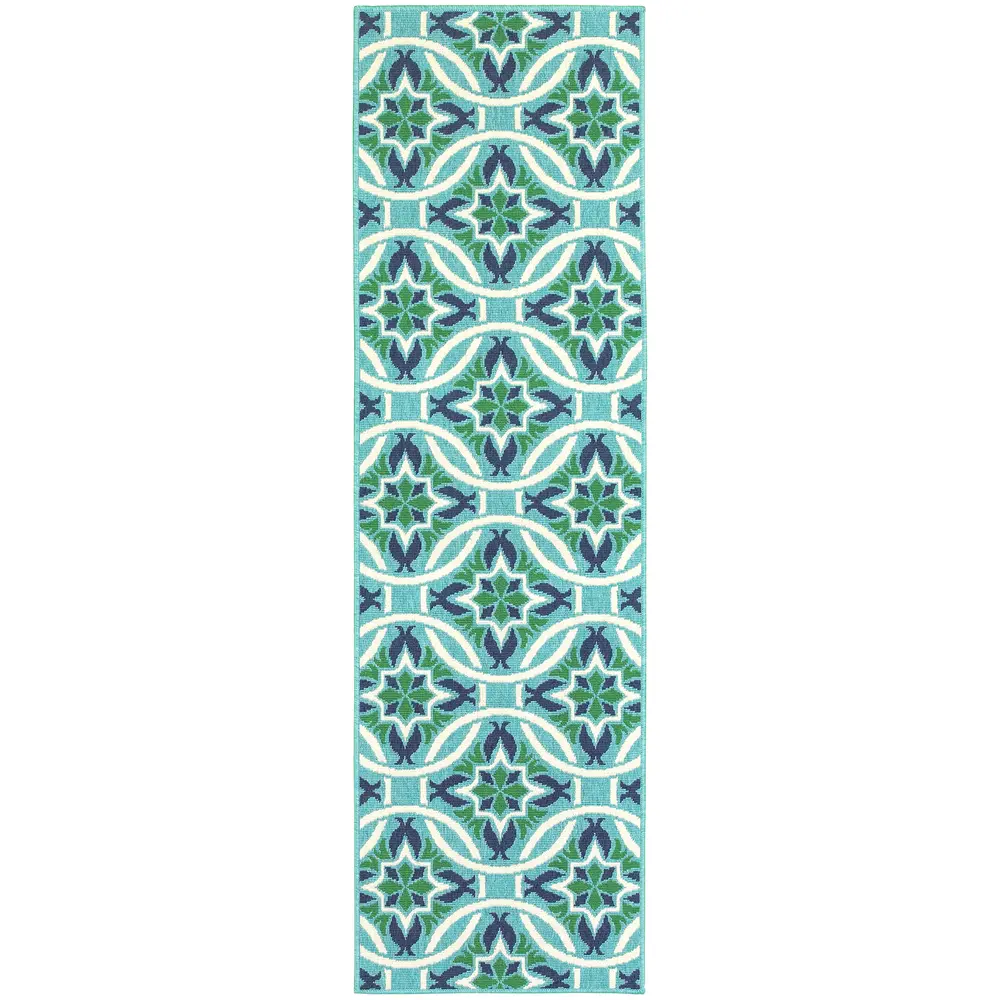 Meridian 5868L Blue/ Green Indoor/Outdoor Area Rug - 2'3