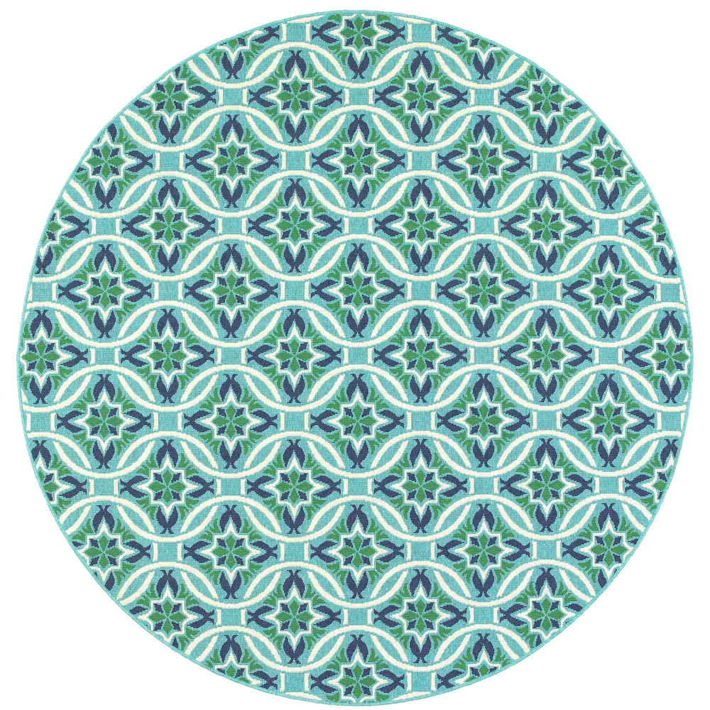 Meridian 5868L Blue/ Green Indoor/Outdoor Area Rug - 7'10