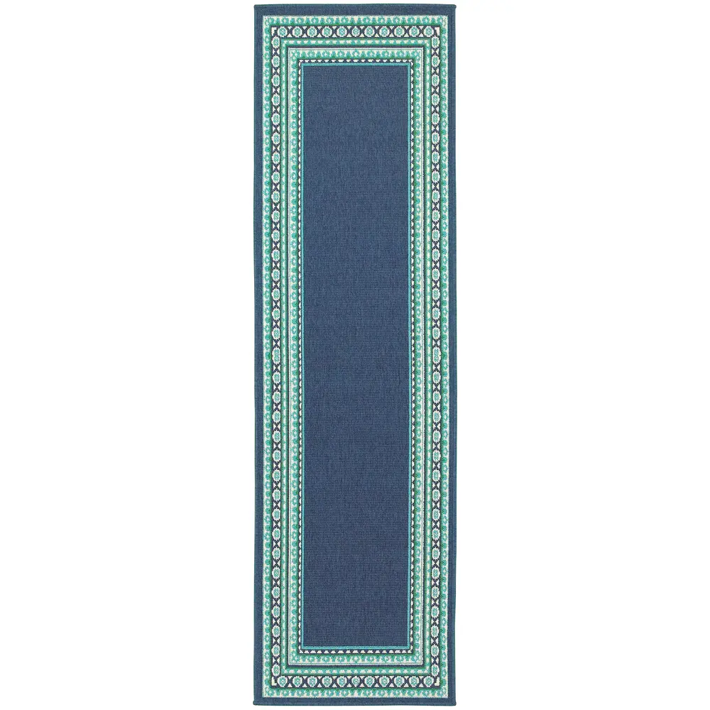 Meridian 9650B Navy/ Green Indoor/Outdoor Area Rug - 2'3