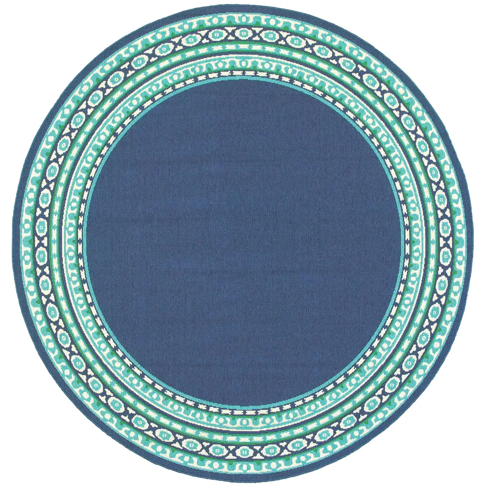 Meridian 9650B Navy/ Green Indoor/Outdoor Area Rug - 7'10