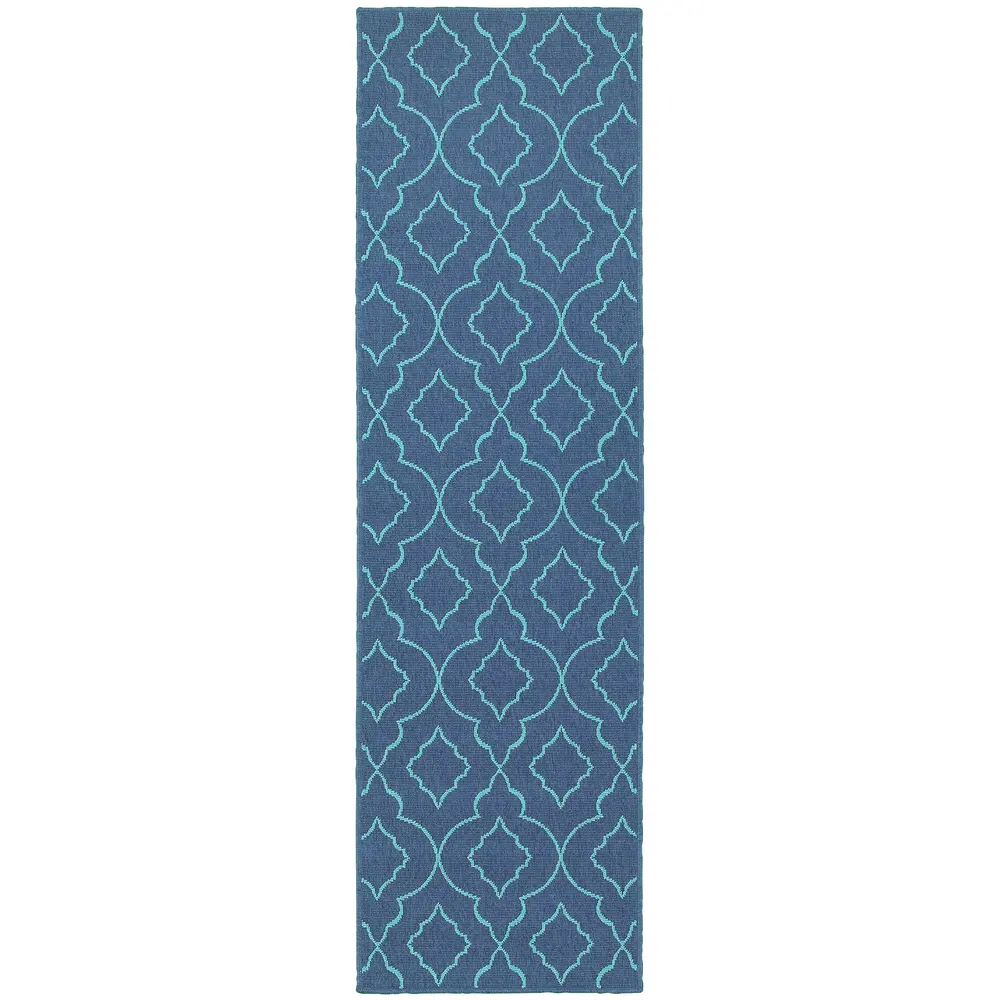 Meridian 7541B Navy/ Blue Indoor/Outdoor Area Rug - 2'3