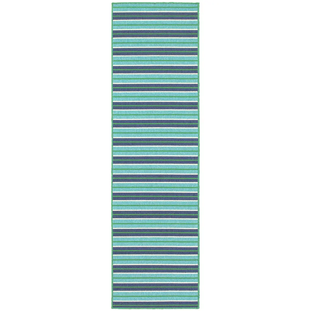 Meridian 9652F Blue/ Green Indoor/Outdoor Area Rug - 2'3