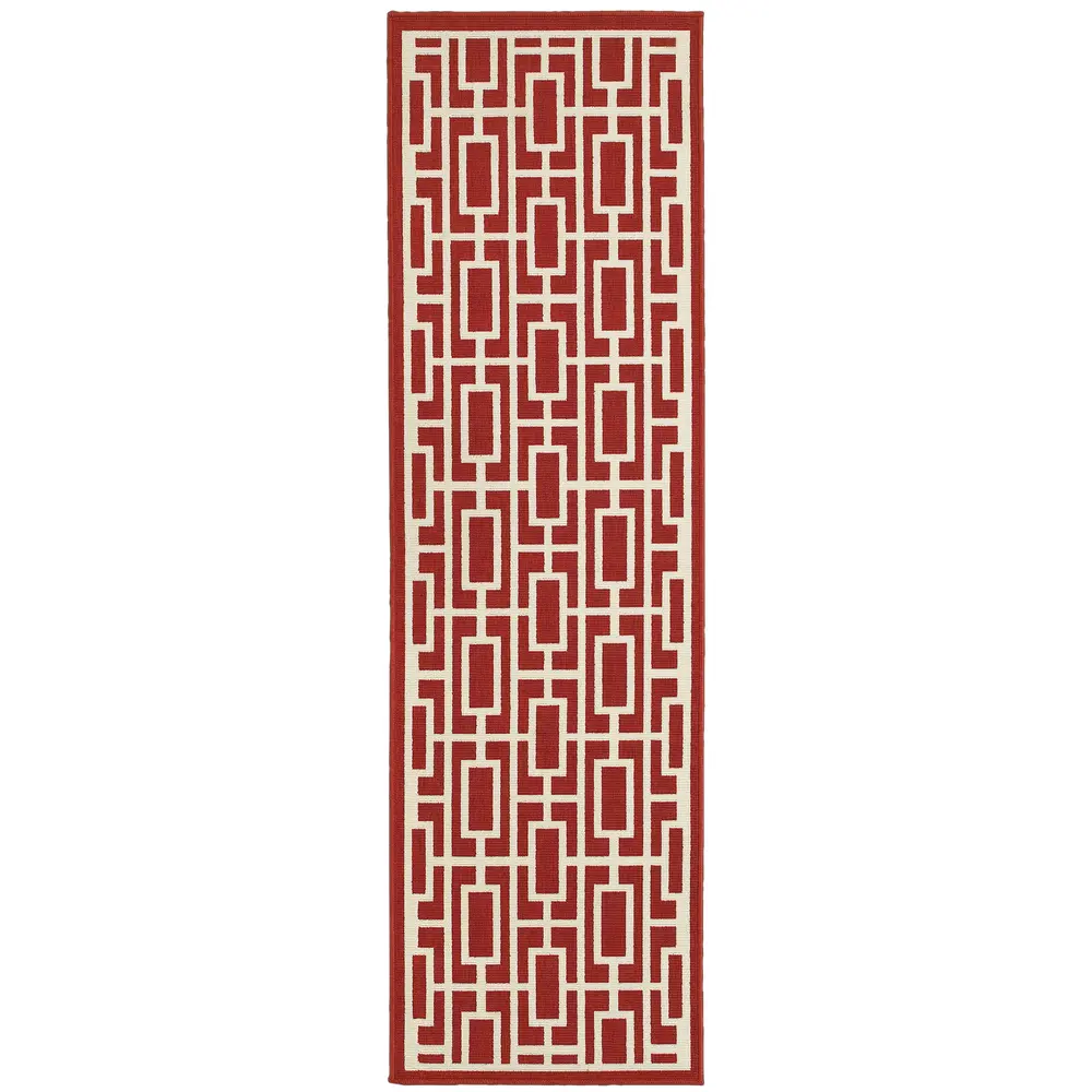 Meridian 9754R Red/ Ivory Indoor/Outdoor Area Rug - 2'3