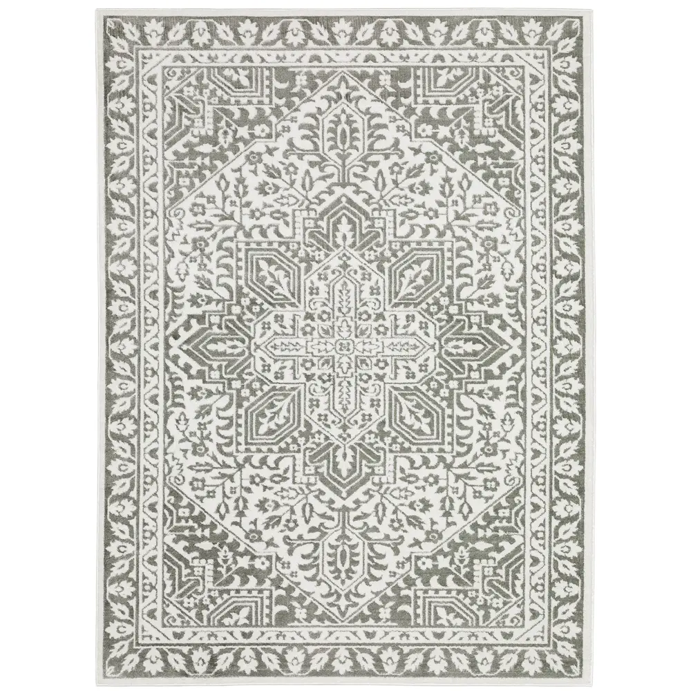 Montecito 1101W Grey/ White Indoor Area Rug - 3'3