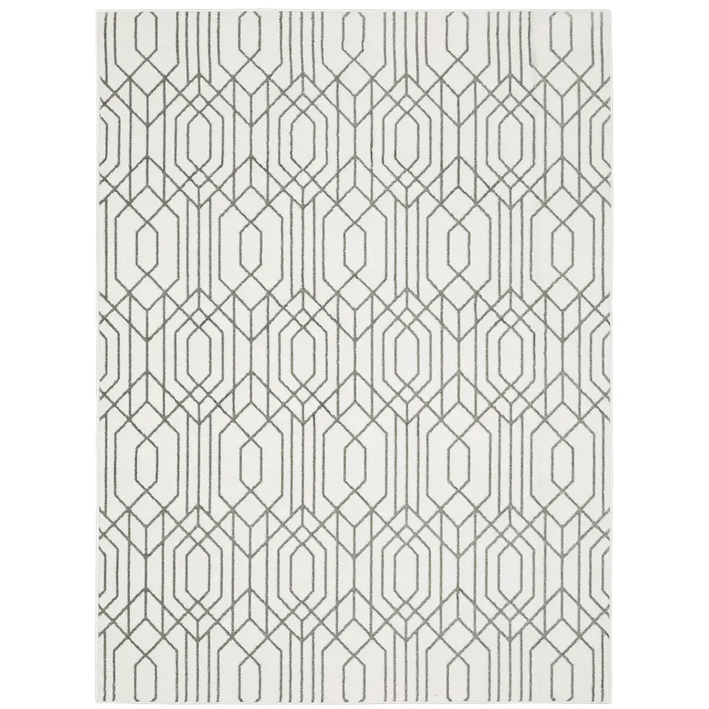 Montecito 4158W White/ Grey Indoor Area Rug - 6'7