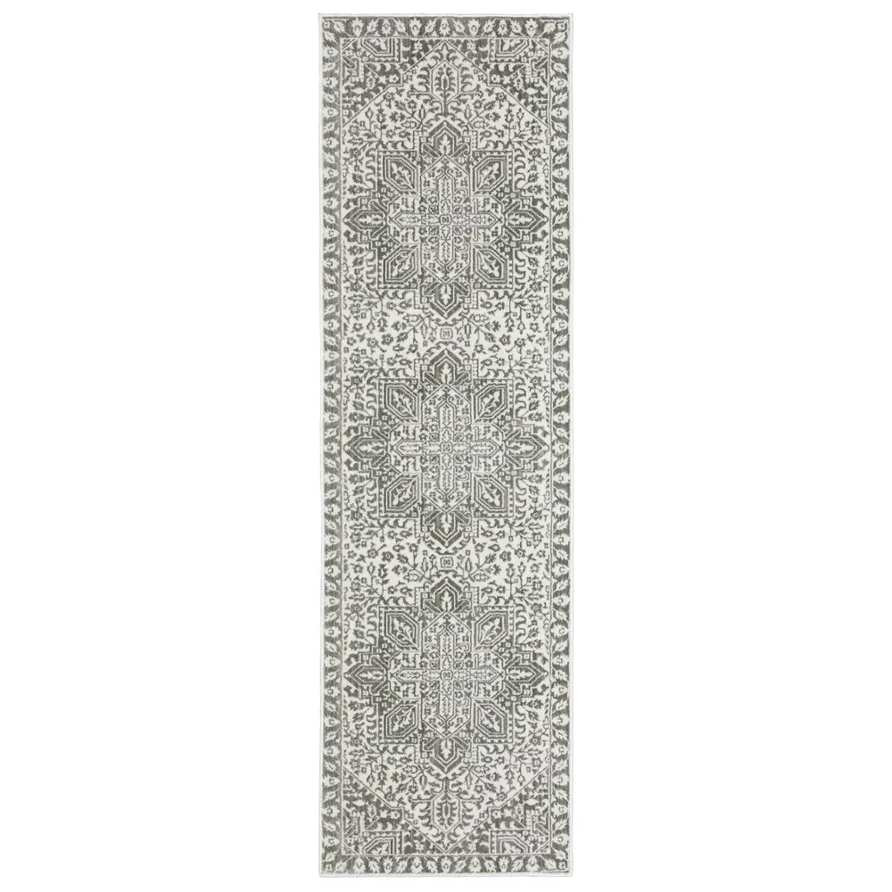Montecito 1101W Grey/ White Indoor Area Rug - 2'3