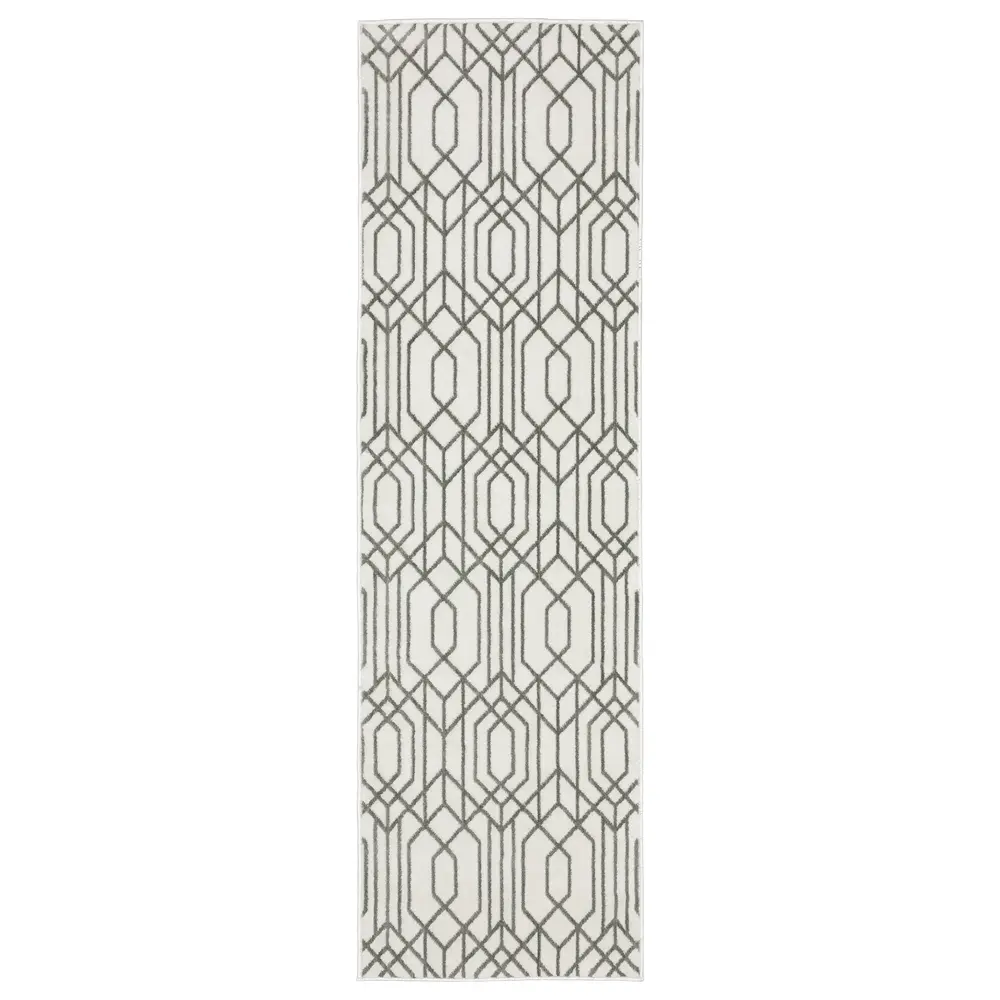 Montecito 4158W White/ Grey Indoor Area Rug - 2'3
