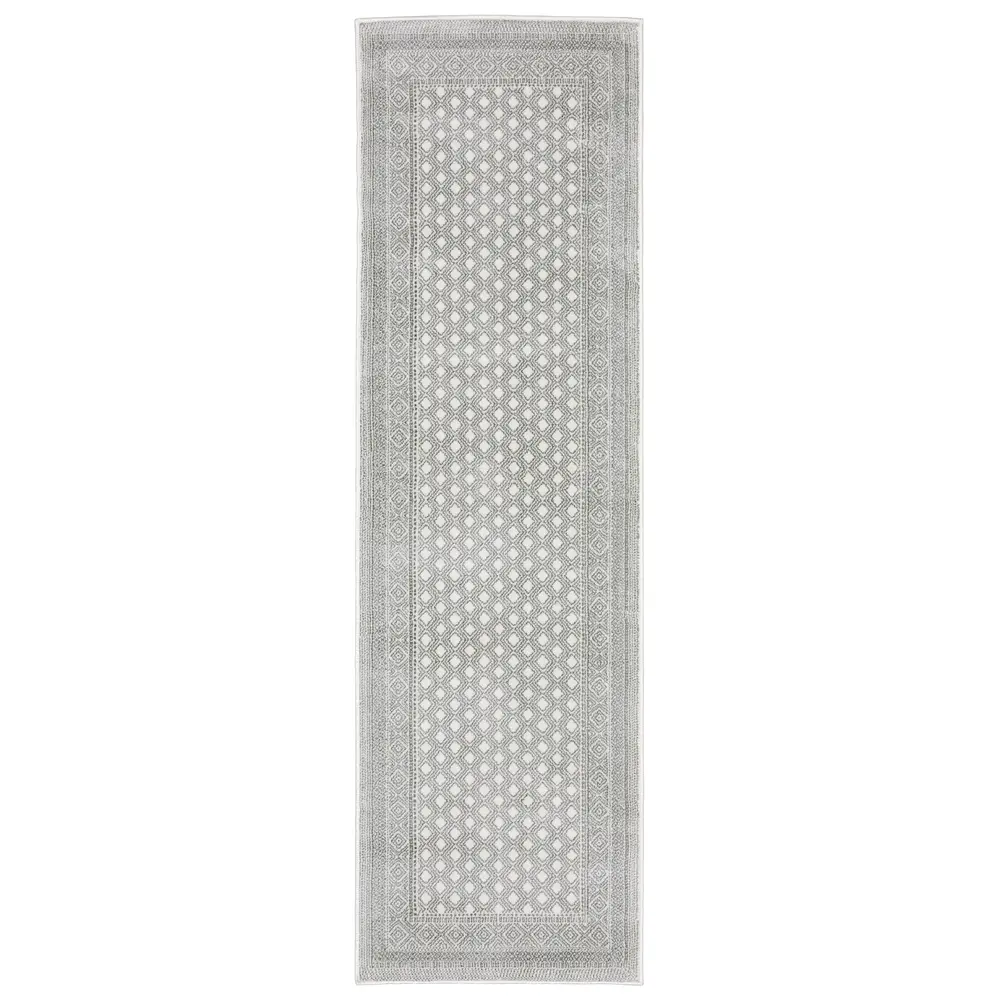 Montecito 094W8 White/ Grey Indoor Area Rug - 2'3