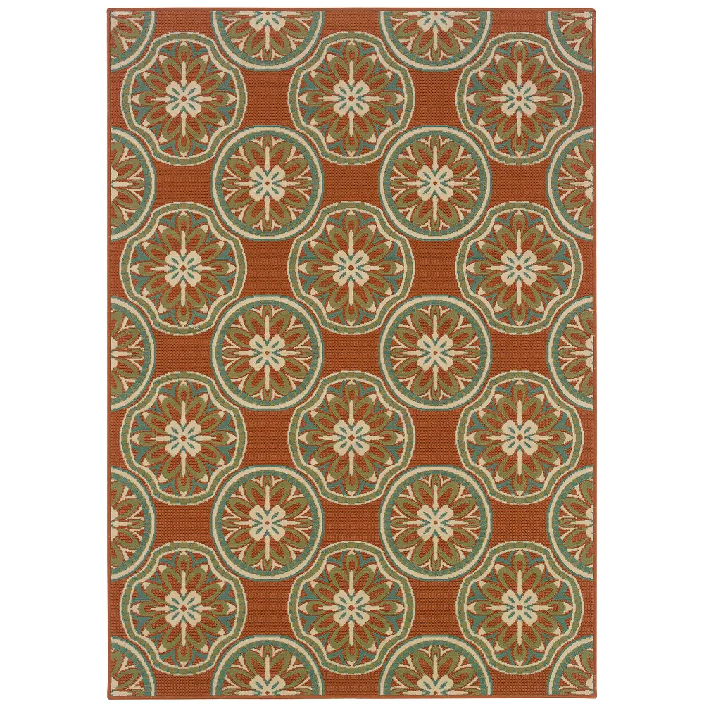 Montego 8323D Orange/ Ivory Indoor/Outdoor Area Rug - 2'5