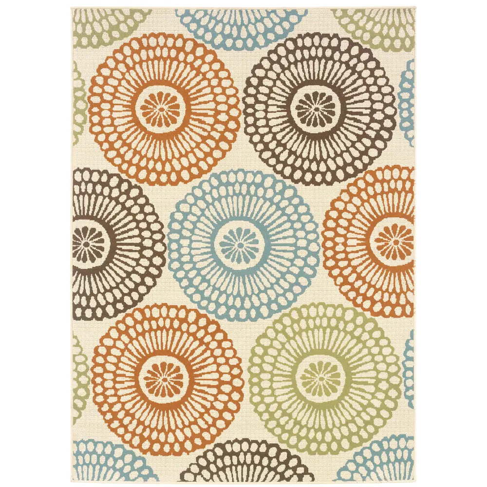 Montego 697J6 Beige/ Blue Indoor/Outdoor Area Rug - 5'3