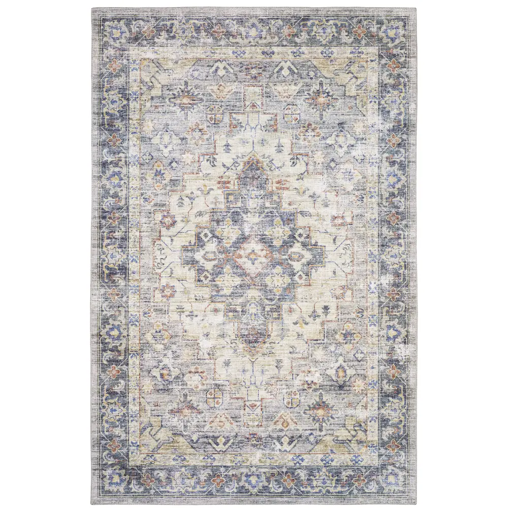 Myers Park MYP02 Blue/ Gold Indoor Area Rug - 7'8