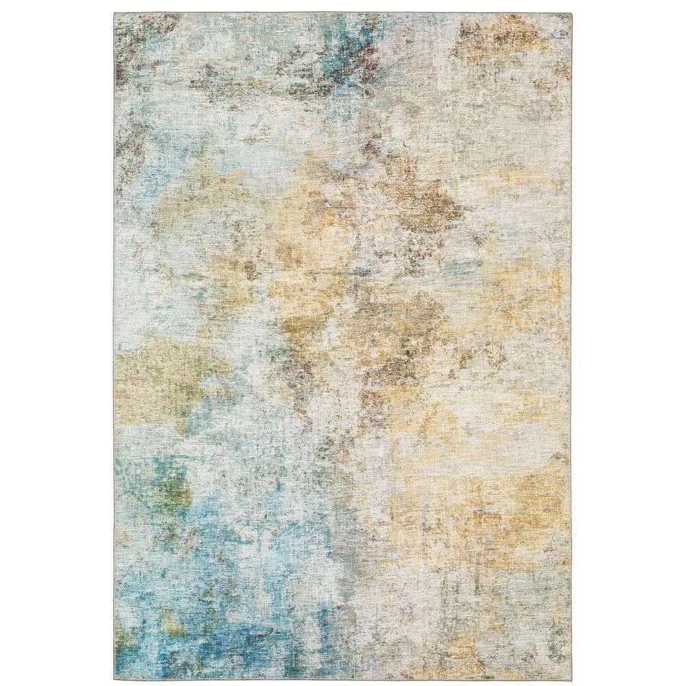 Myers Park MYP09 Yellow/ Blue Indoor Area Rug - 5' x 7'