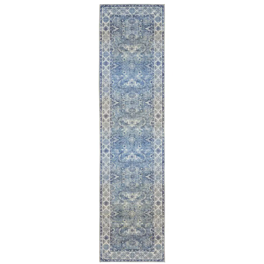 Myers Park MYP04 Blue/ Grey Indoor Area Rug - 2' x 8'