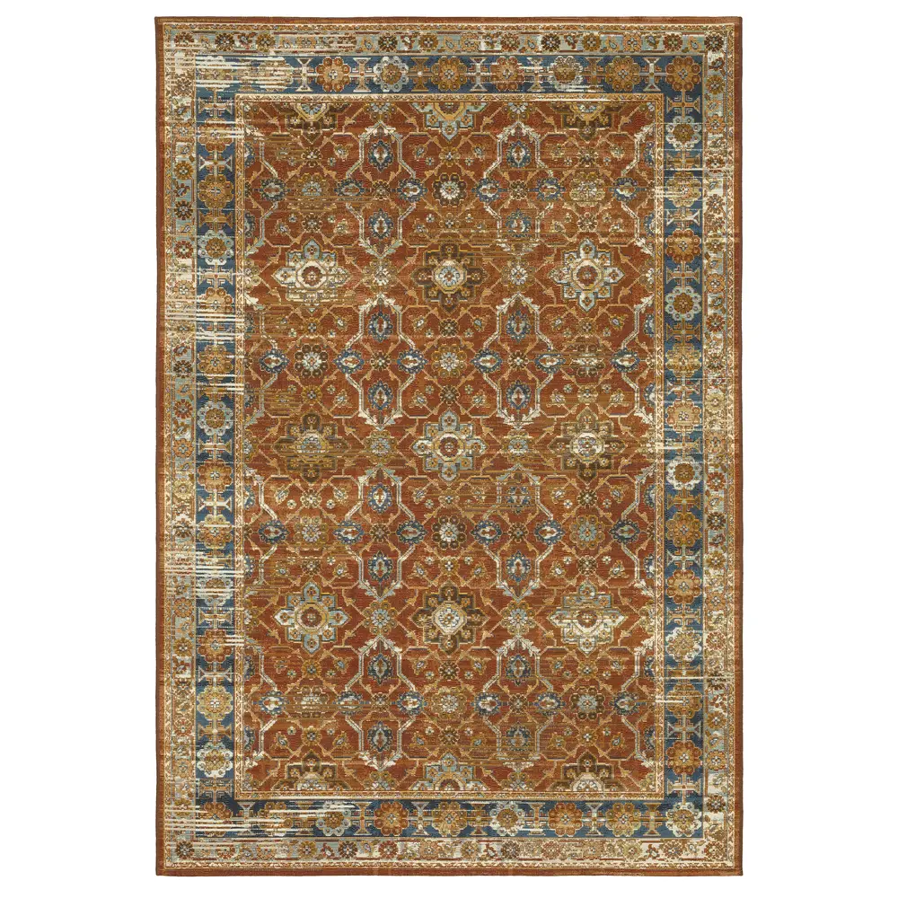 Naples 1204X Rust/ Blue Indoor/Outdoor Area Rug - 2' x 3'3