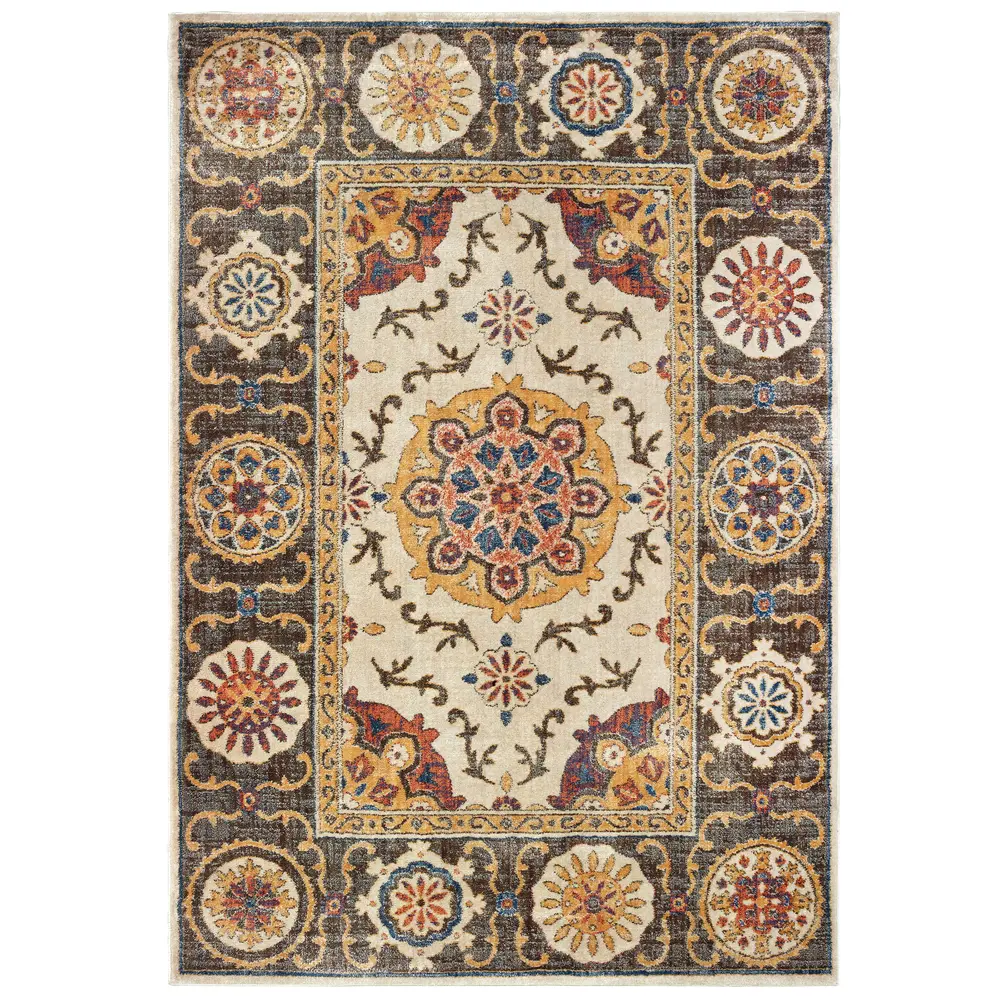 Pandora 4929X Ivory/ Brown Indoor Area Rug - 9'10