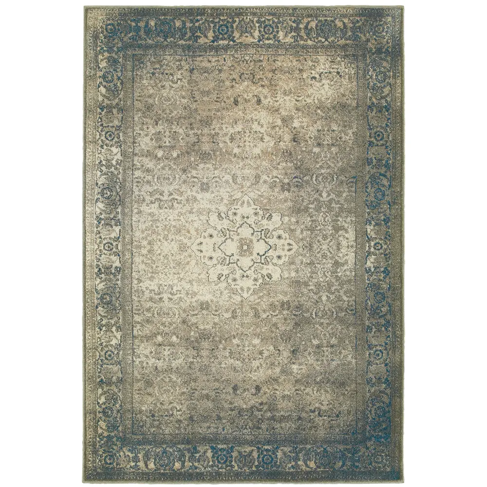 Pasha 1330E Blue/ Beige Indoor Area Rug - 9'10