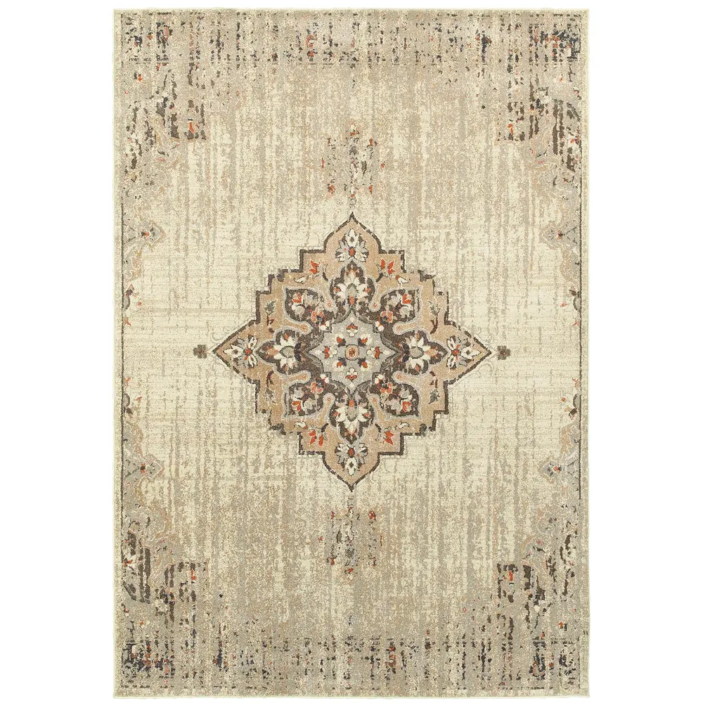 Pasha 072J2 Ivory/ Brown Indoor Area Rug - 9'10