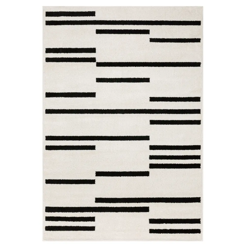 Quinn QUI10 Beige/ Black Indoor Area Rug - 5'3