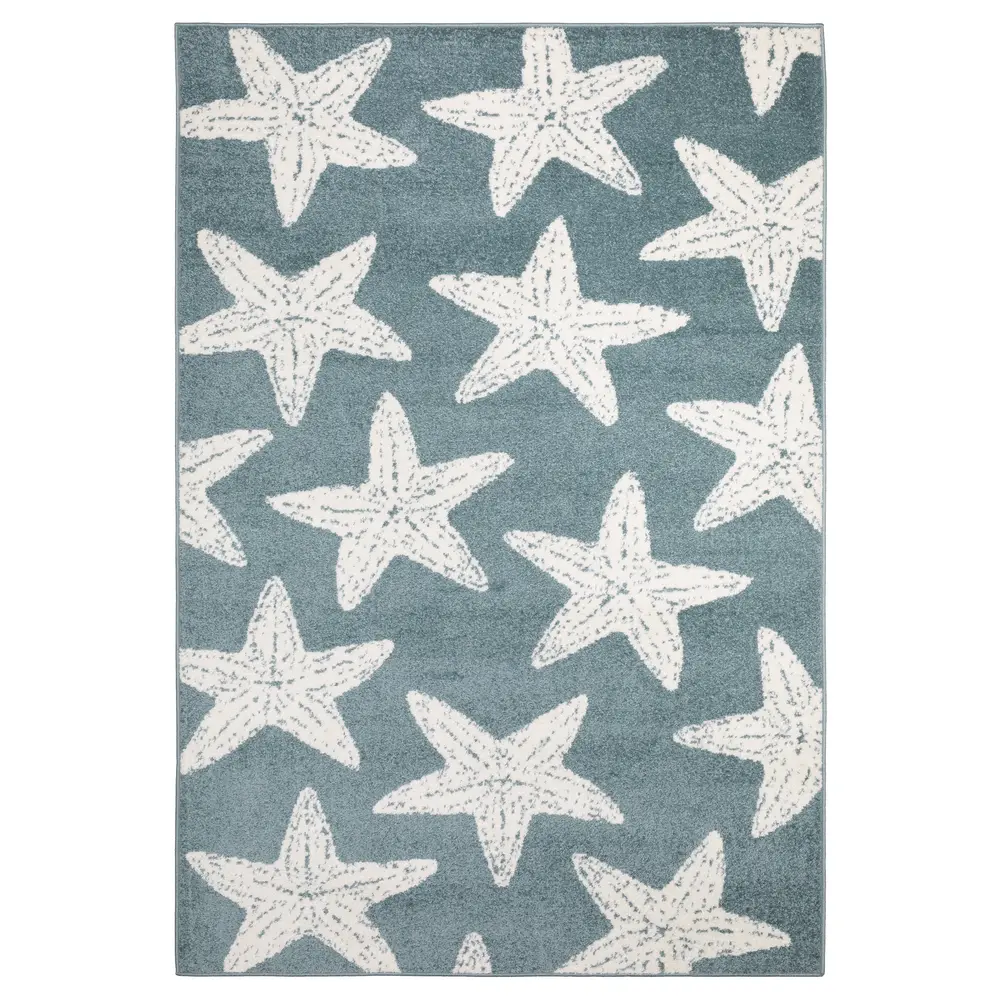 Quinn QUI02 Blue/ Ivory Indoor Area Rug - 5'3