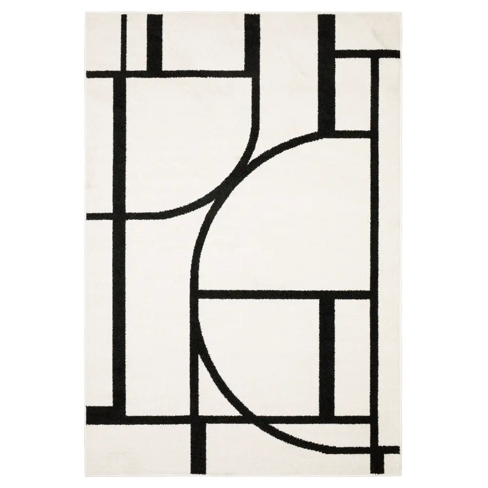 Quinn QUI06 Ivory/ Black Indoor Area Rug - 5'3