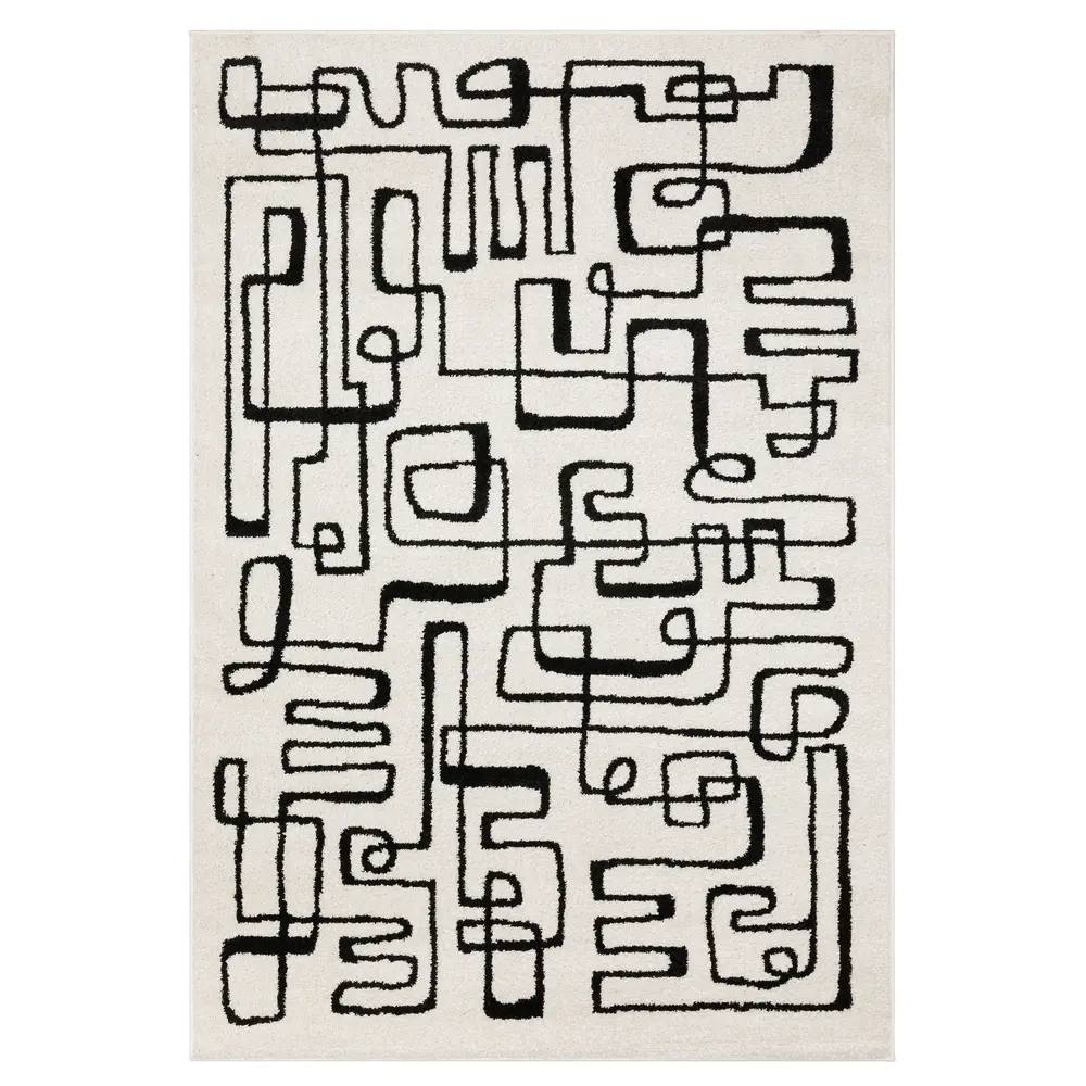 Quinn QUI11 Beige/ Black Indoor Area Rug - 5'3