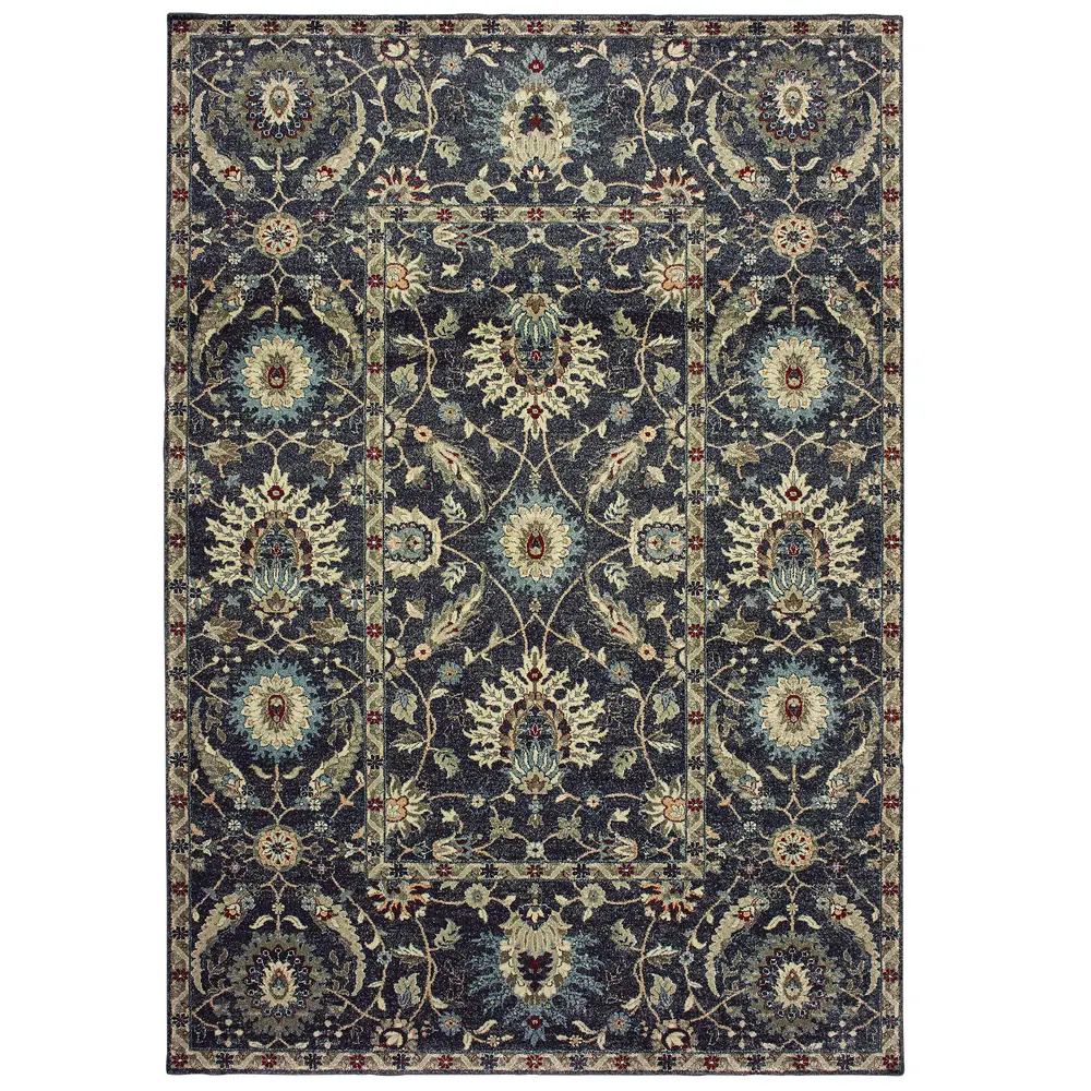 Raleigh 022K5 Navy/ Ivory Indoor Area Rug - 9'10