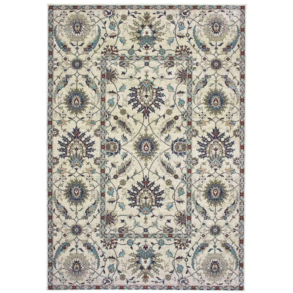 Raleigh 022Y5 Ivory/ Navy Indoor Area Rug - 9'10