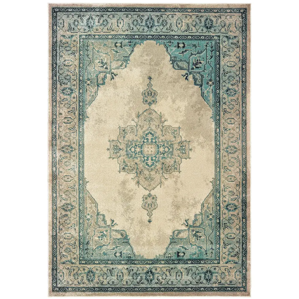 Raleigh 2337W Ivory/ Blue Indoor Area Rug - 9'10