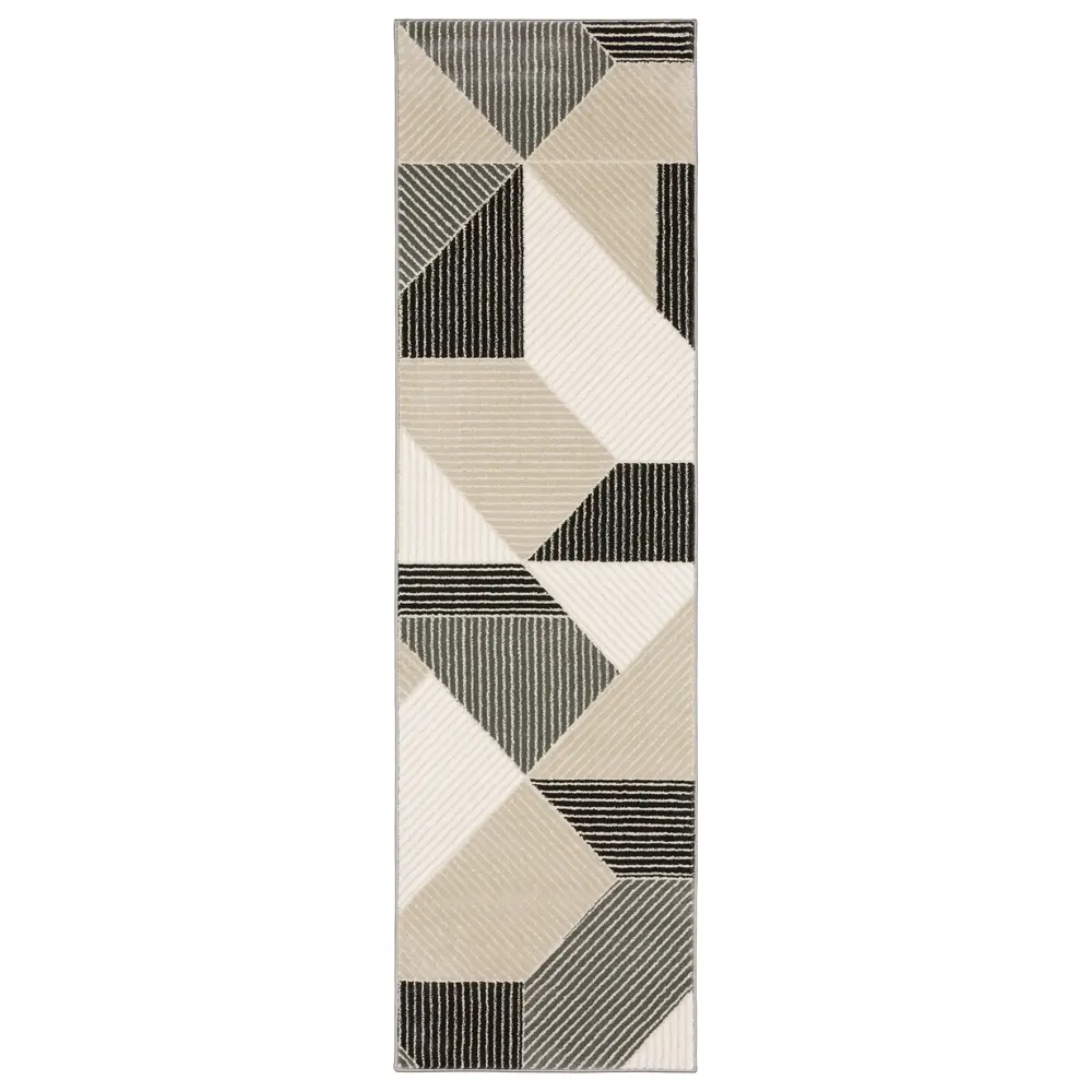 Raylan RAY07 Ivory/ Black Indoor Area Rug - 2'3