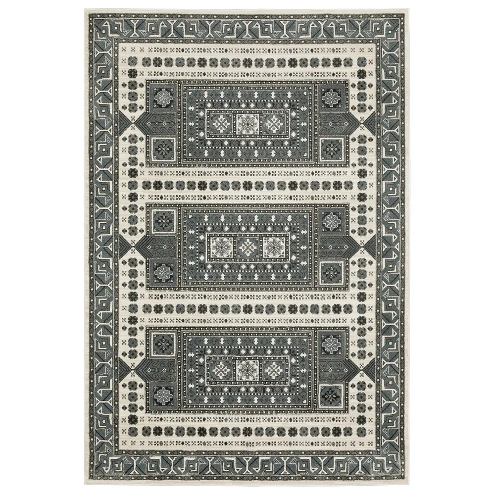 Raylan RAY01 Grey/ Blue Indoor Area Rug - 9'10