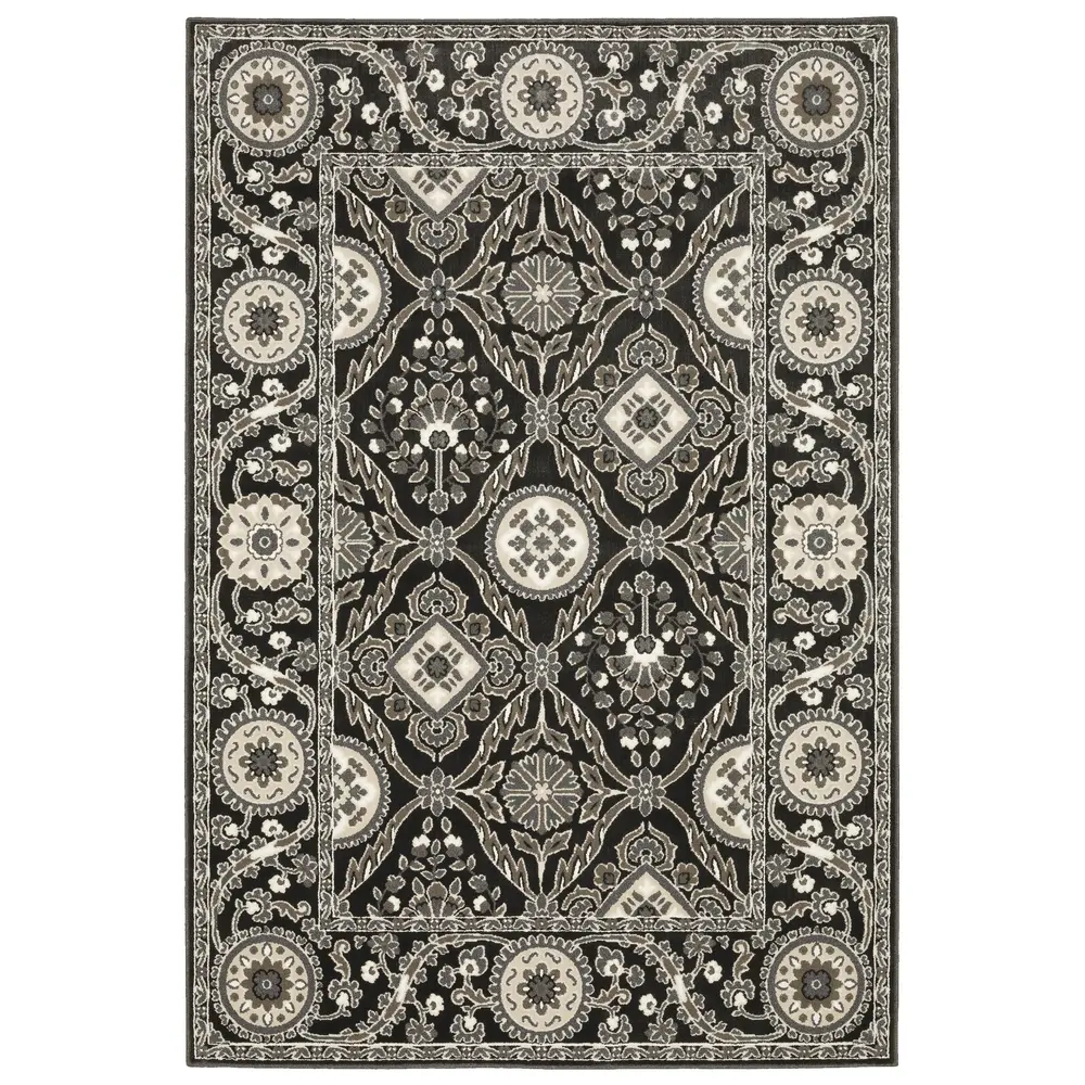 Raylan RAY05 Charcoal/ Grey Indoor Area Rug - 5'3
