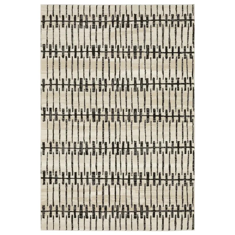 Raylan RAY11 Beige/ Black Indoor Area Rug - 7'10