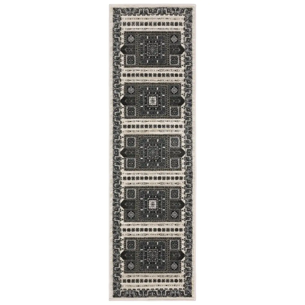 Raylan RAY01 Grey/ Blue Indoor Area Rug - 2'3
