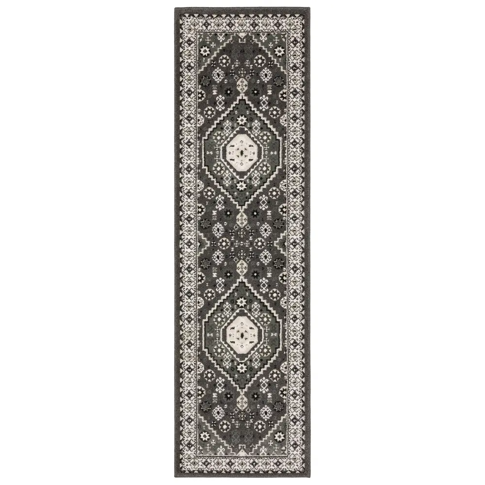 Raylan RAY02 Grey/ Ivory Indoor Area Rug - 2'3