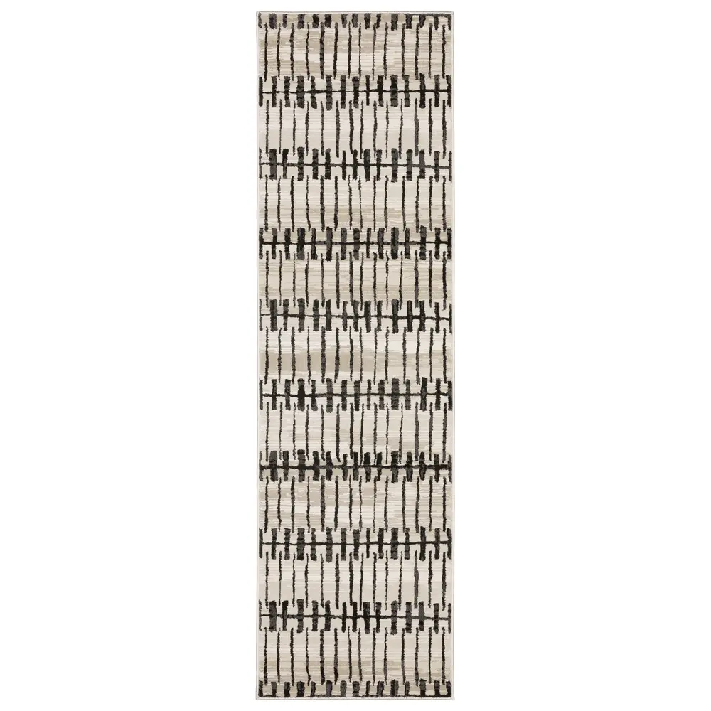 Raylan RAY11 Beige/ Black Indoor Area Rug - 2'3