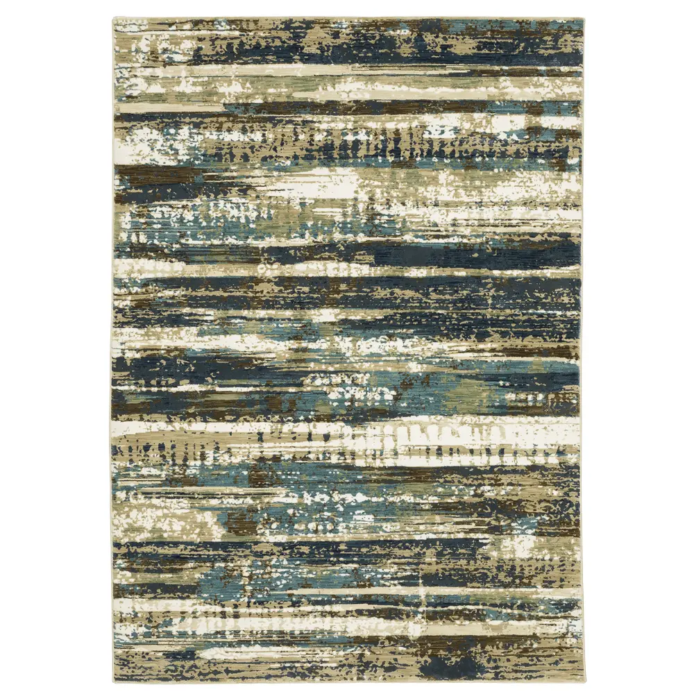 Reed RE02A Beige/ Blue Indoor Area Rug - 5'3