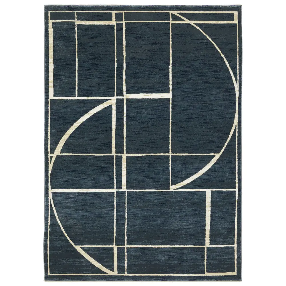 Reed RE04B Blue/ Ivory Indoor Area Rug - 5'3