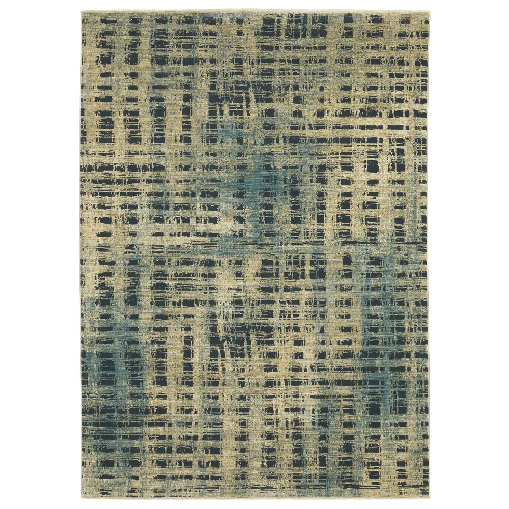 Reed RE07B Beige/ Blue Indoor Area Rug - 3'3