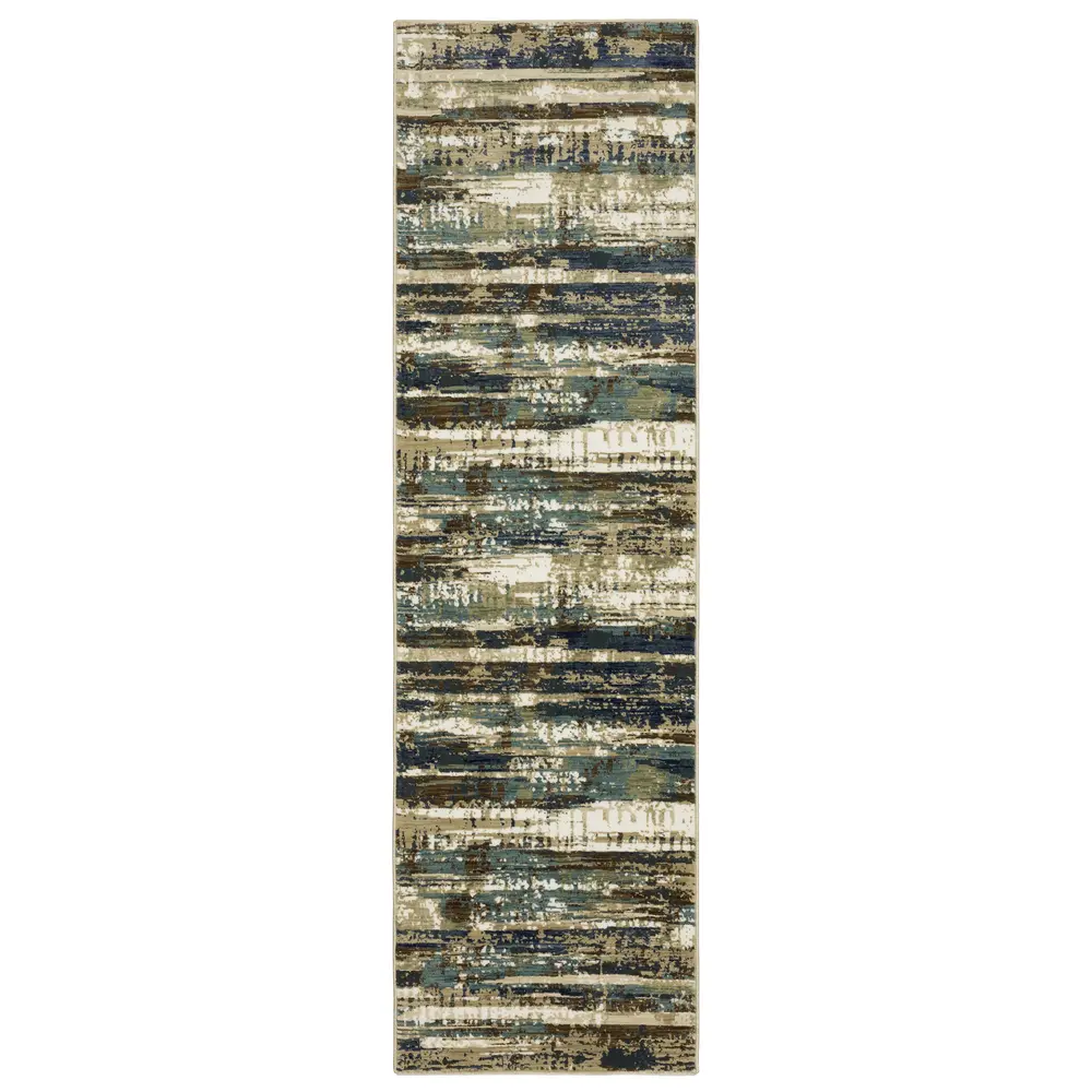 Reed RE02A Beige/ Blue Indoor Area Rug - 2'3