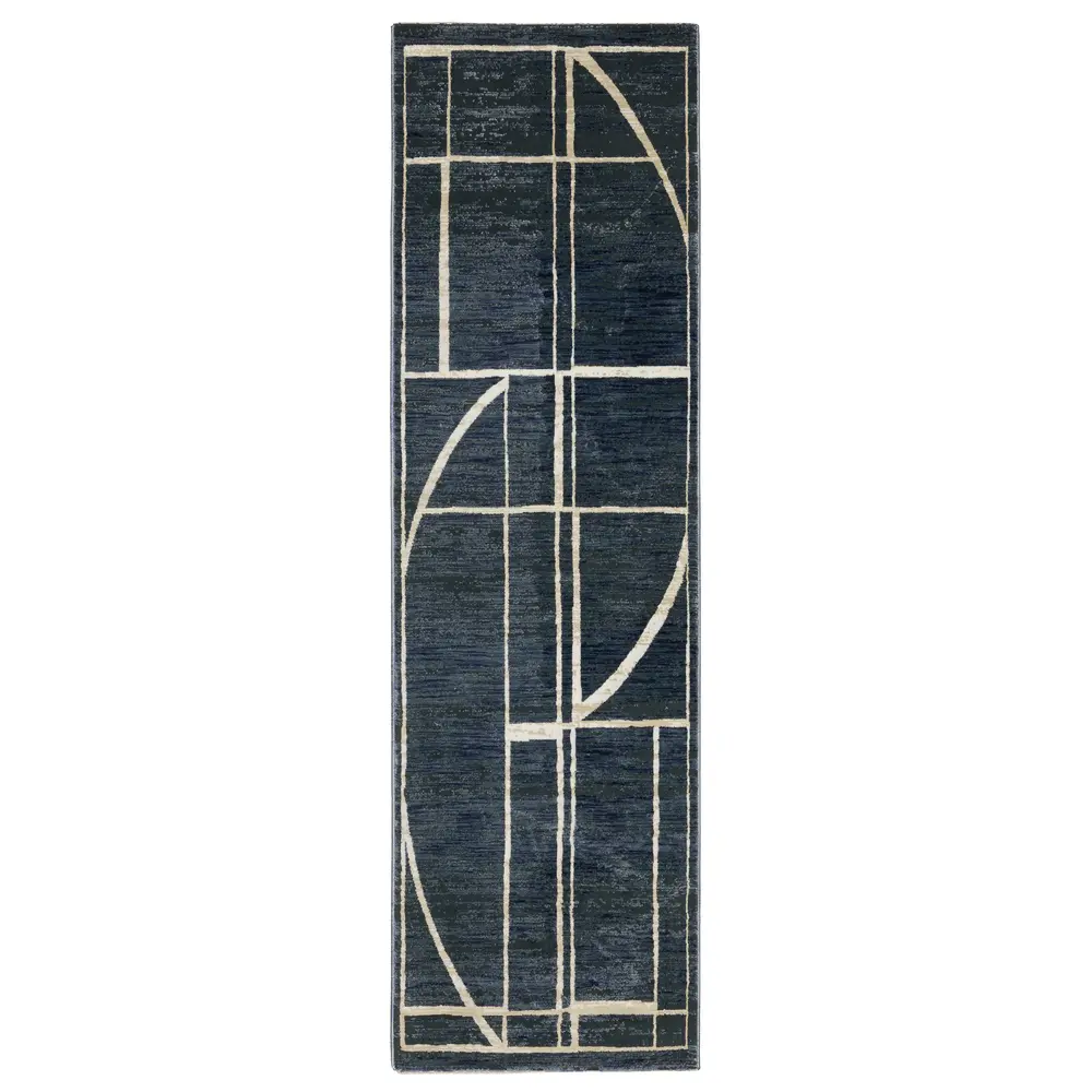 Reed RE04B Blue/ Ivory Indoor Area Rug - 2'3