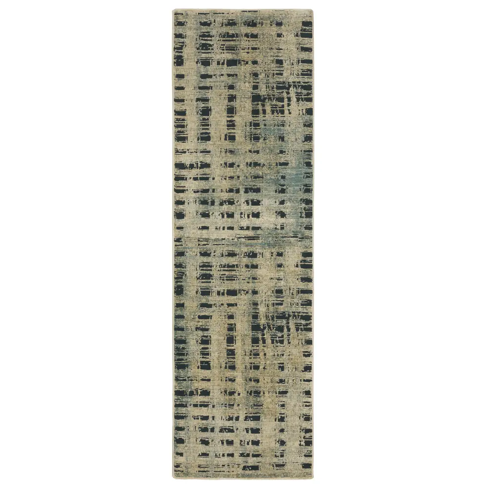 Reed RE07B Beige/ Blue Indoor Area Rug - 2'3