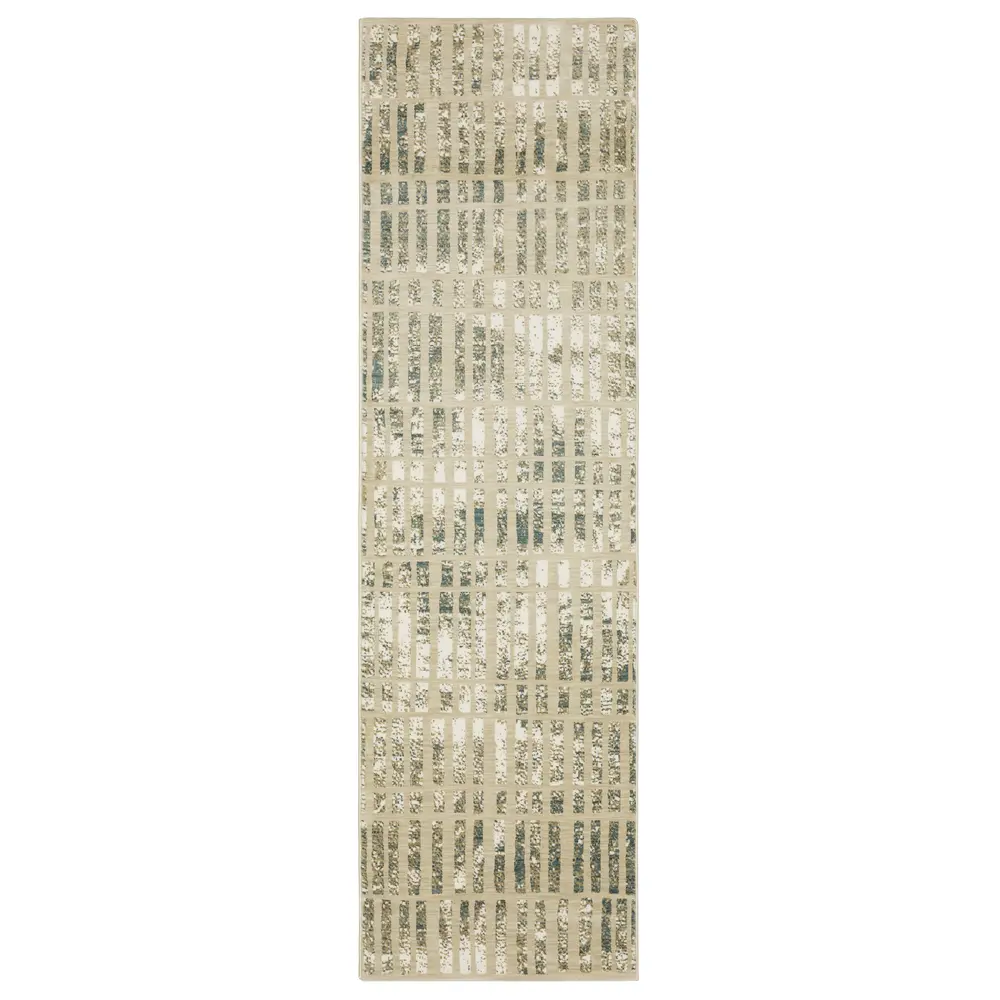 Reed RE12W Beige/ Blue Indoor Area Rug - 2'3